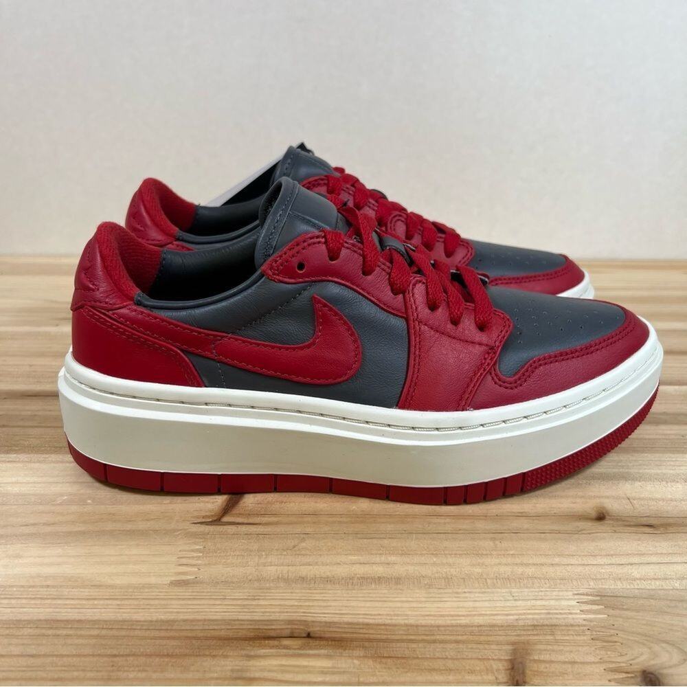 Air Jordan 1 Elevate Low Platform Sneakers Womens 7.5 Dark Grey Varsity Red